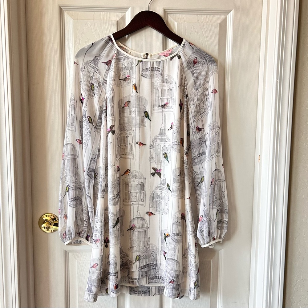 Ted Baker White Dress with Bird Print